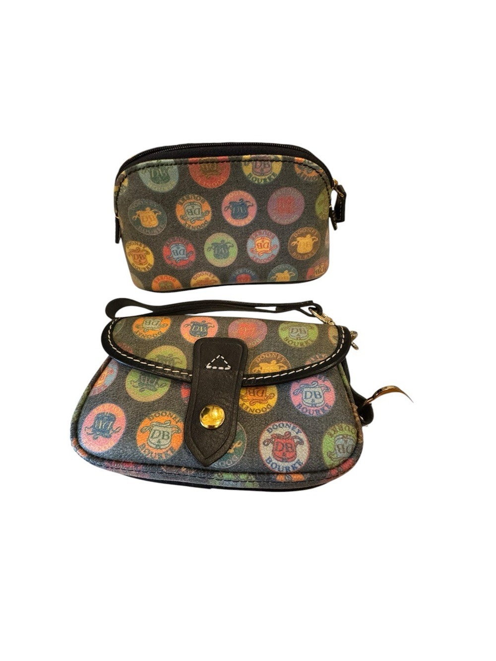 Dooney & Bourke - Y2K Medallion Coated Canvas Flat Top Wristlet & Pouch -